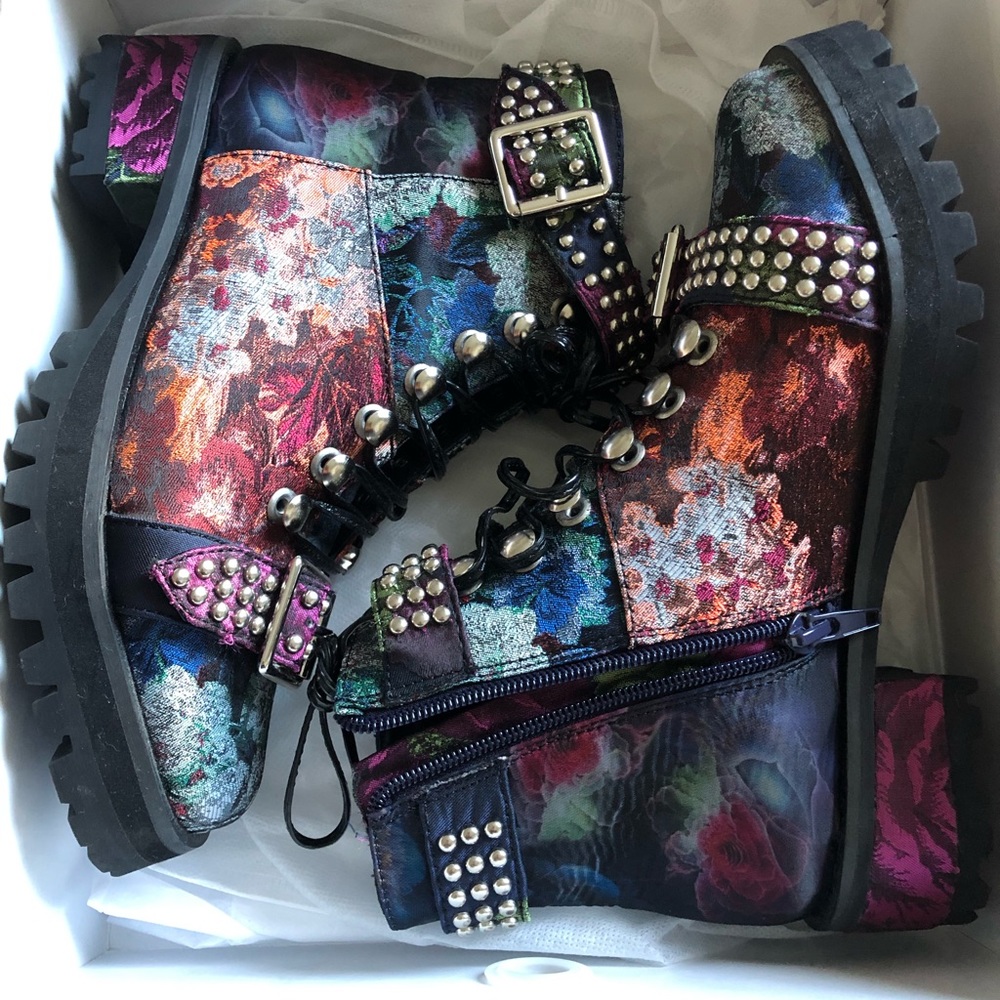 Jeffrey Campbell Yannick Floral Combat Boots